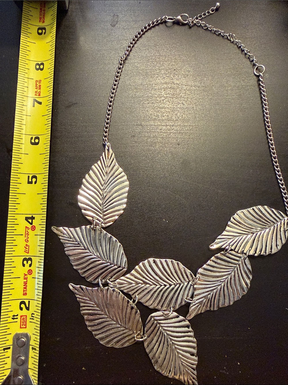 Silver Leaf Statement Necklace - Women Jewelry - Picture 3 of 3